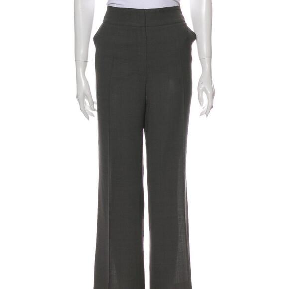 Escada Straight Wide Leg Pant Wool Blend High Rise Buckle Detail Gray US 10 EUC - Picture 2 of 13